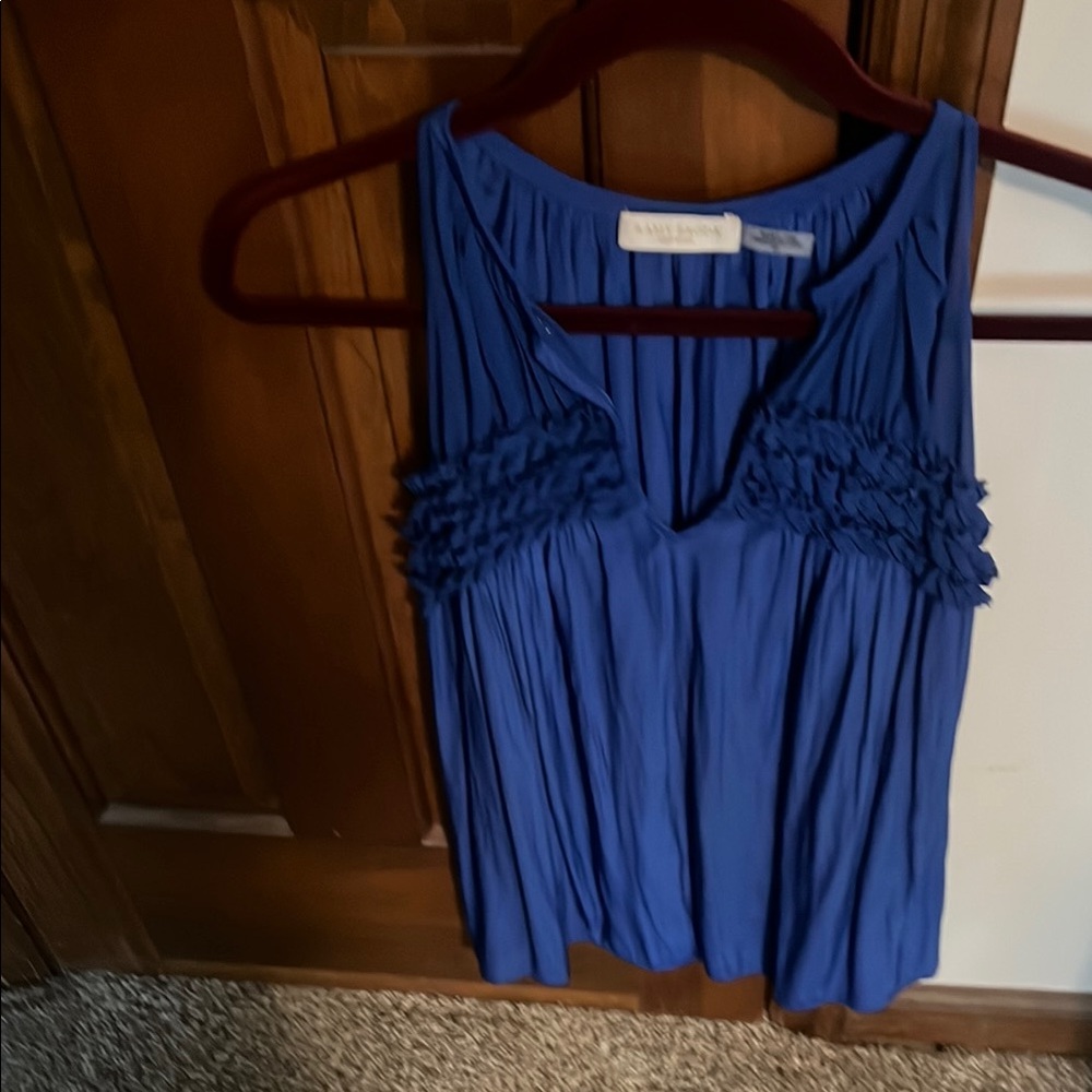 Ramy Brook Blue Ruffle Tank Top